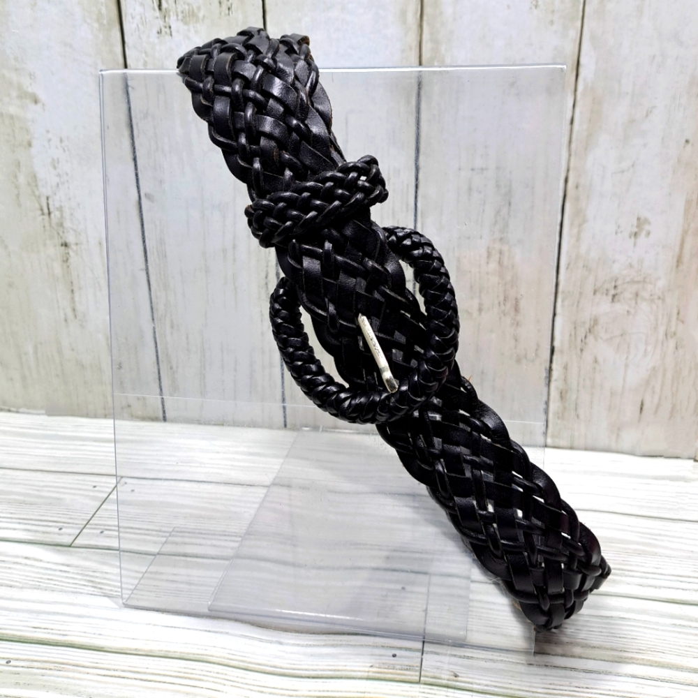 Navasota Vtg 90s Y2K Large Woven Black Women Adjustable Argentina Leather Belt
